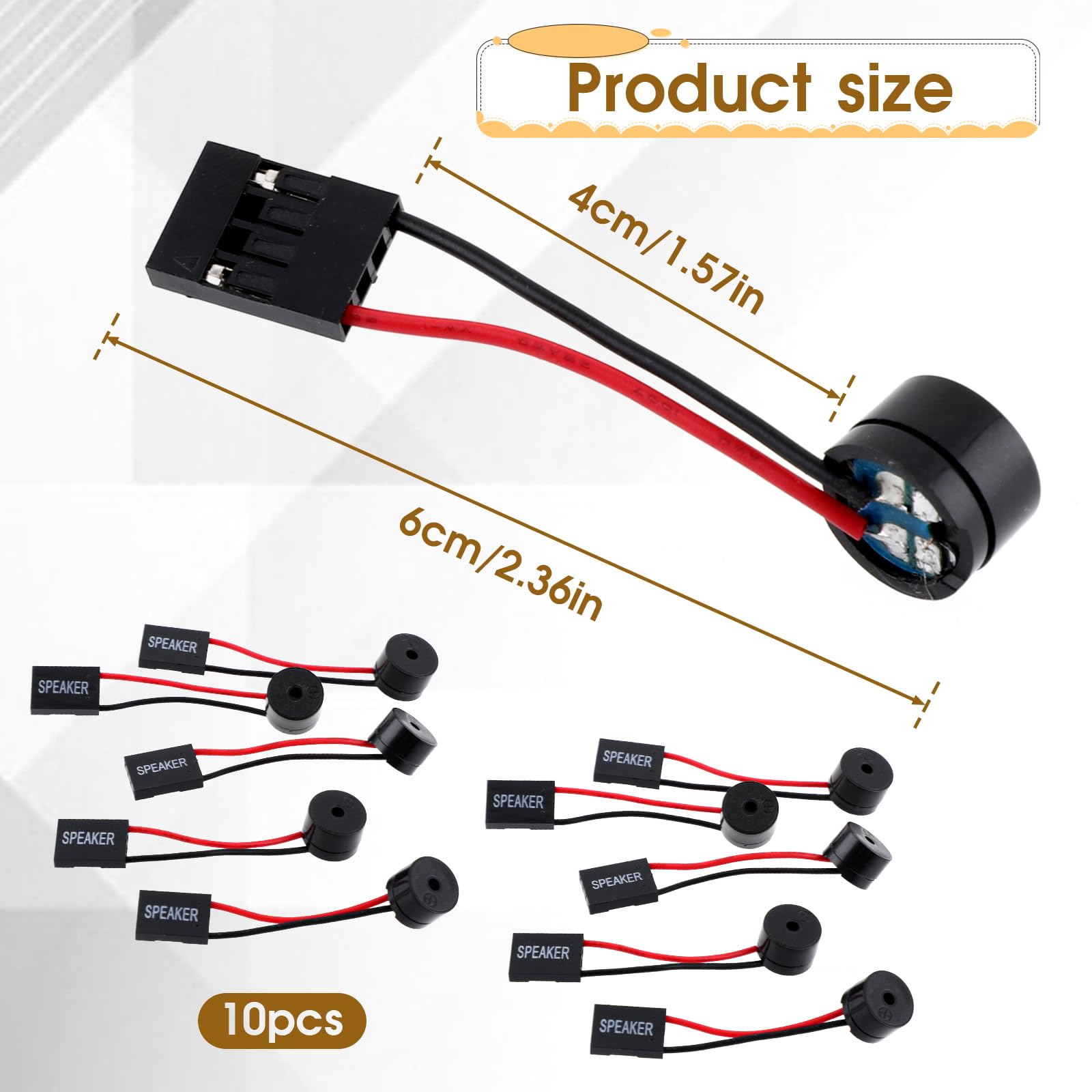 10 Pcs PC Motherboard Mini Speaker - Computer Case Internal Buzzer Alarm for Motherboard & PC Builds - Perfect for Gaming Rigs, Servers, and DIY Computer Assembly