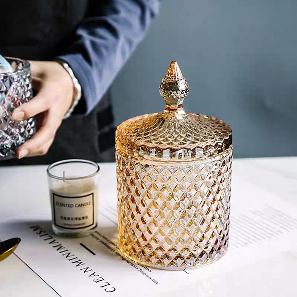 Amber Glass Candy Jar with Lid - Party Wedding Buffet Display