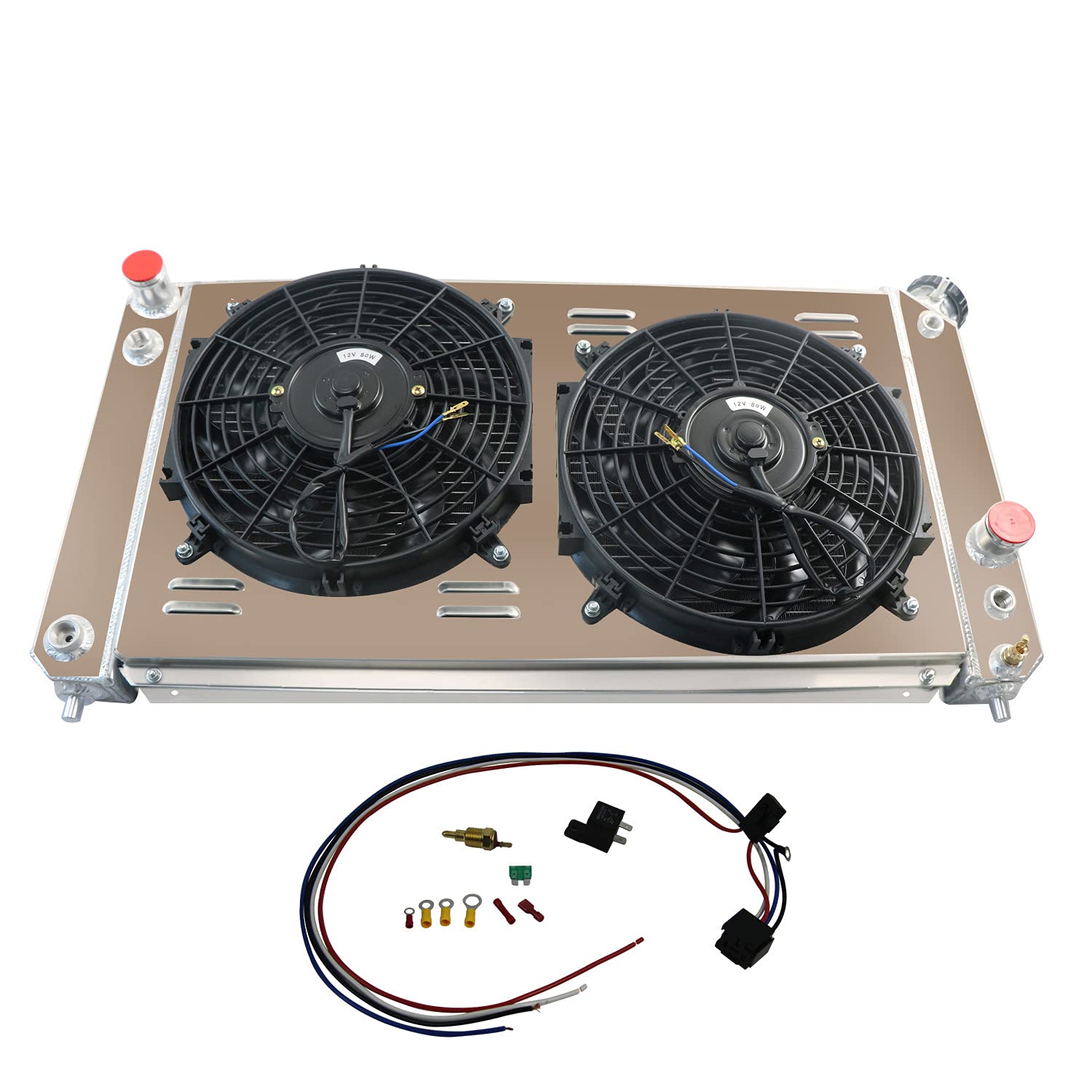 High-Performance 3-Row Radiator with Fan Shroud for 1996-2005 Chevy Blazer S10 & GMC Jimmy Envoy 4.3L V6 - Perfect for Off-Roading, Towing, and Engine Cooling Upgrades