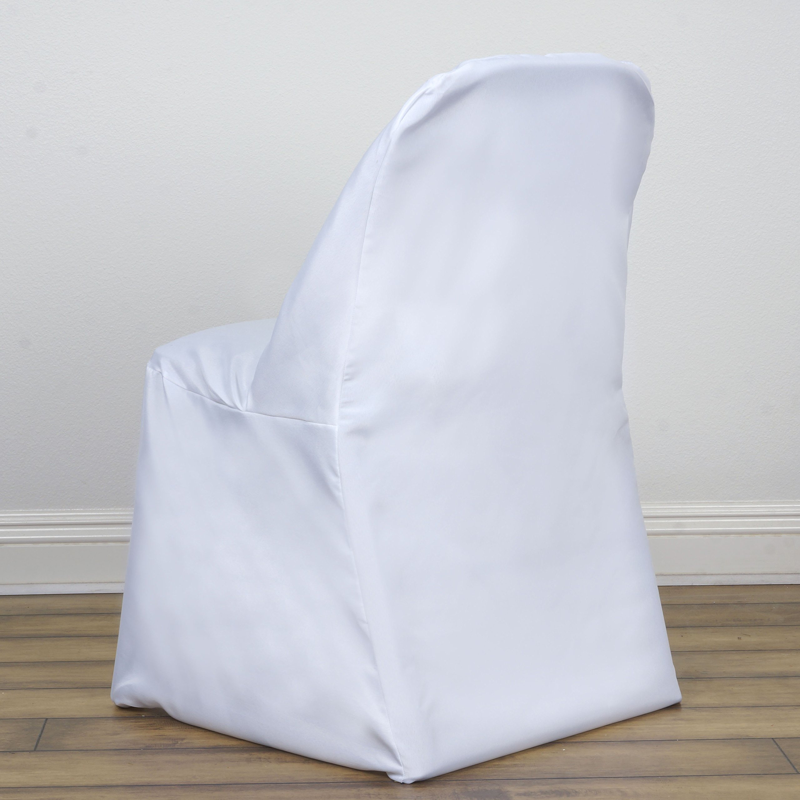 50-Pack White Round Polyester Chair Covers - Washable Folding Seat Covers for Wedding, Party, Banquet & Reception Decorations - Perfect for Dining Events, Ceremonies & Home Decor