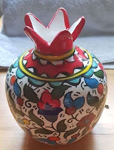 Hand-Painted Armenian Ceramic Vase - Pomegranate Design for Flowers | Red Home Decor | Judaica Gift for Jewish House Blessing | Perfect for Living Room, Dining Table & Wedding Gifts