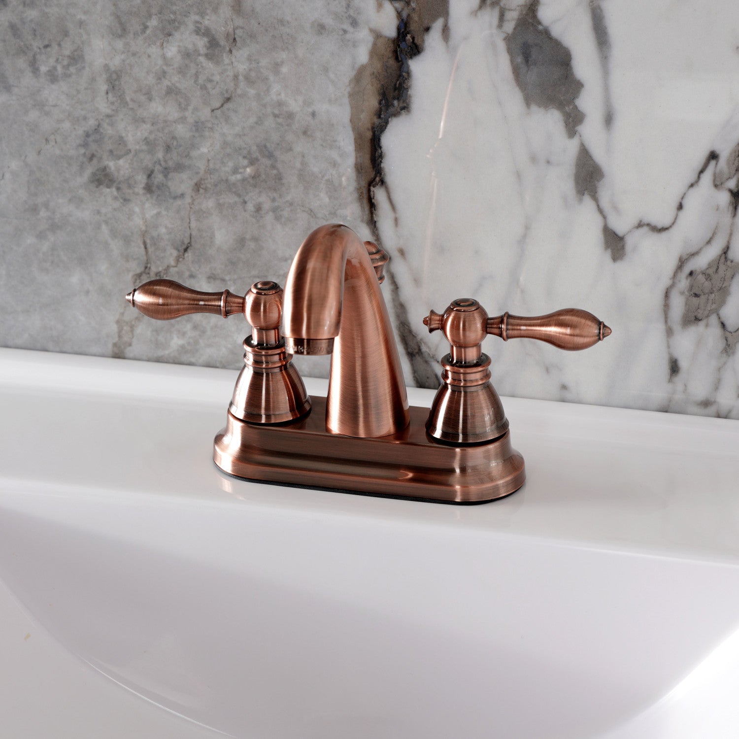 American Classic FSY561ACLAC Double Handle 3-Hole Deck Mount 4-Inch Centerset Bathroom Faucet with Pop-Up Drain in Antique Copper - Perfect for Vintage Style Bathroom Renovation and Modern Home Upgrade