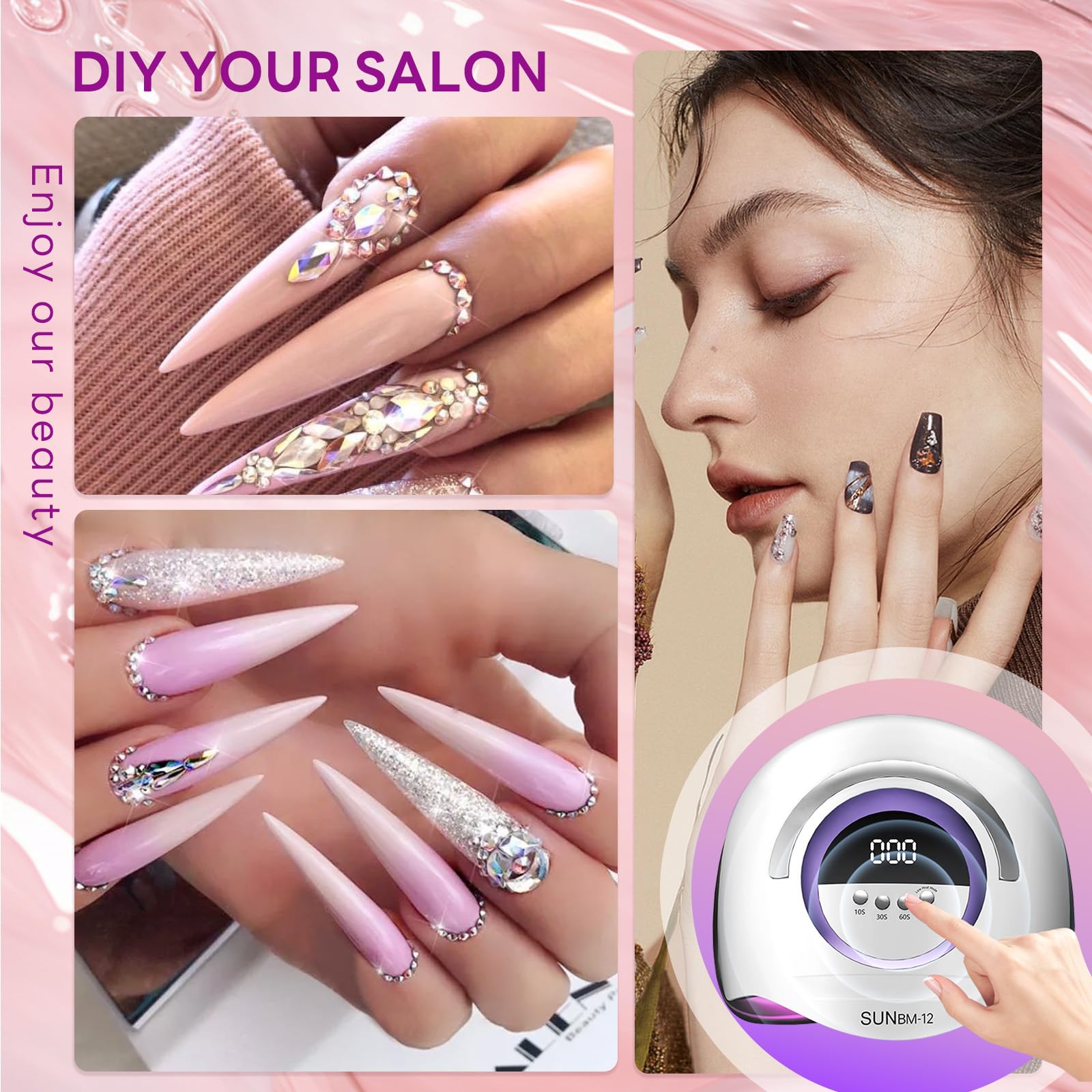 Professional BEENLE UV LED Nail Lamp with 42 LED Beads - 180W Gel Nail Dryer with 4 Timer Settings & Auto Sensor - Blue Plastic Base for Home & Salon Manicure/Pedicure - Perfect for Gel Polish Curing, Nail Art & DIY Nail Care