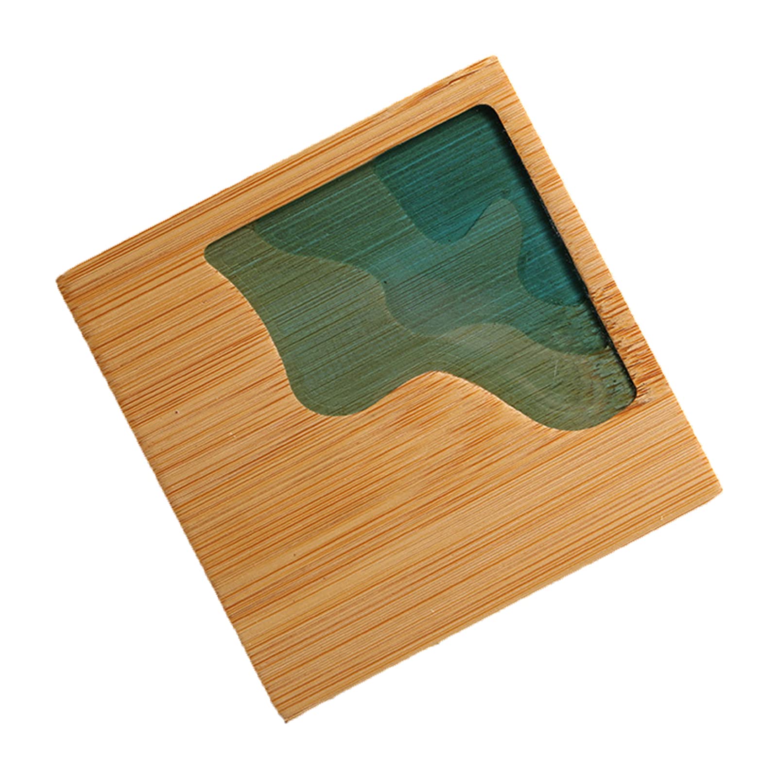 Chinese Style Bamboo Coaster Set - Heat-Resistant Resin Cup Mats with Landscape Design for Tea, Coffee & Drinks - Elegant Home & Office Tableware Decor
