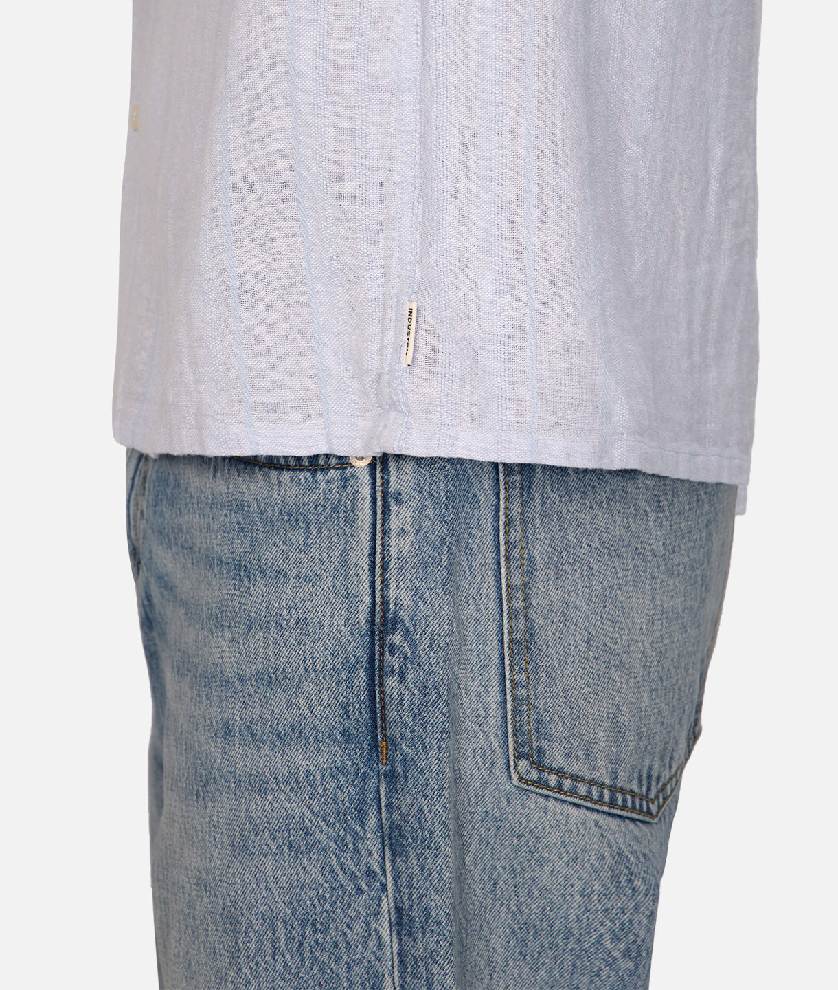Catanza Striped Short Sleeve Linen Shirt for Men - Sky Blue | Casual Summer Wear, Beach Outfit & Vacation Style