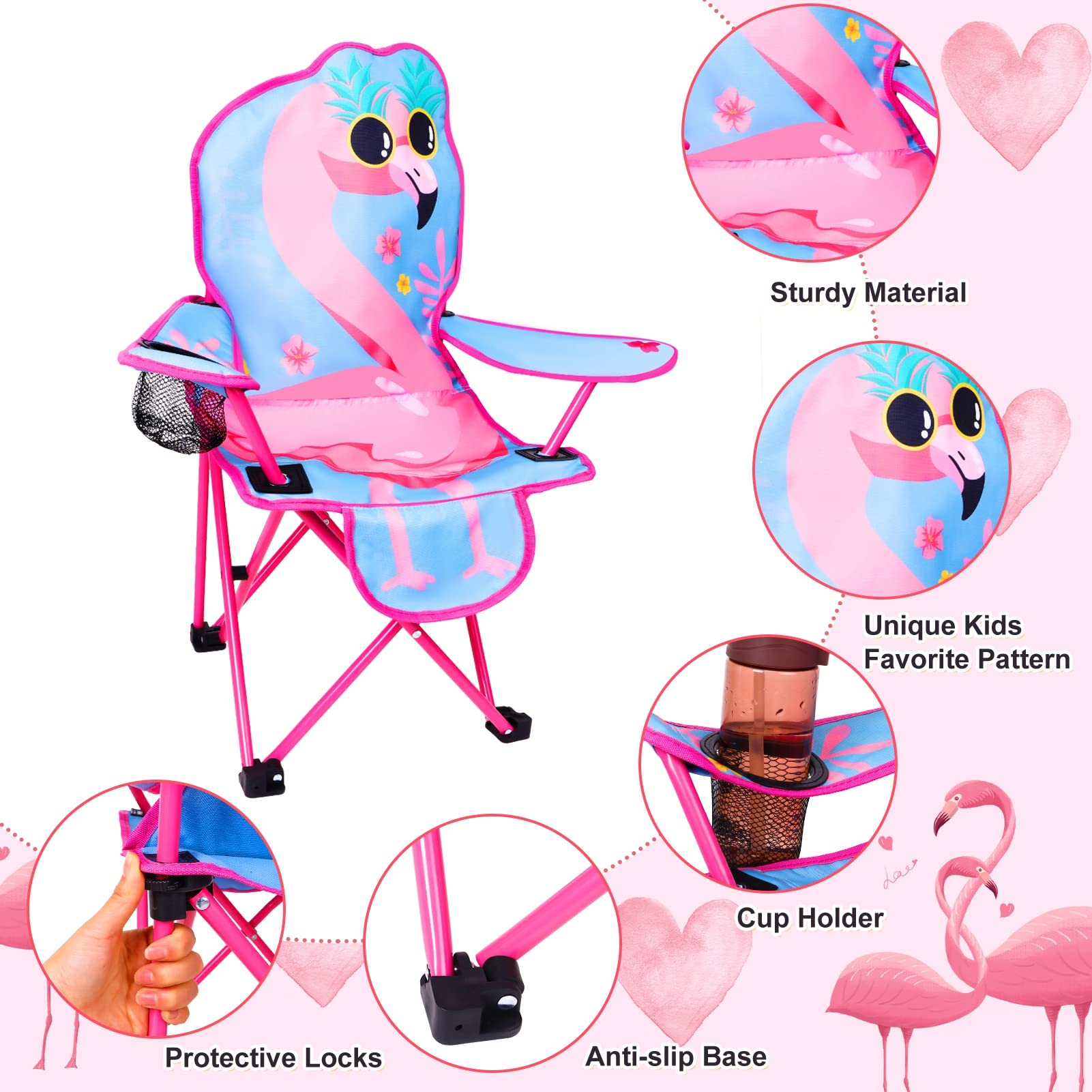 KABOER Kids Folding Camping Chair with Cup Holder & Carry Bag - Portable Outdoor Lawn Chair for Children, Beach, Picnic, Backyard, Travel & Camping Trips