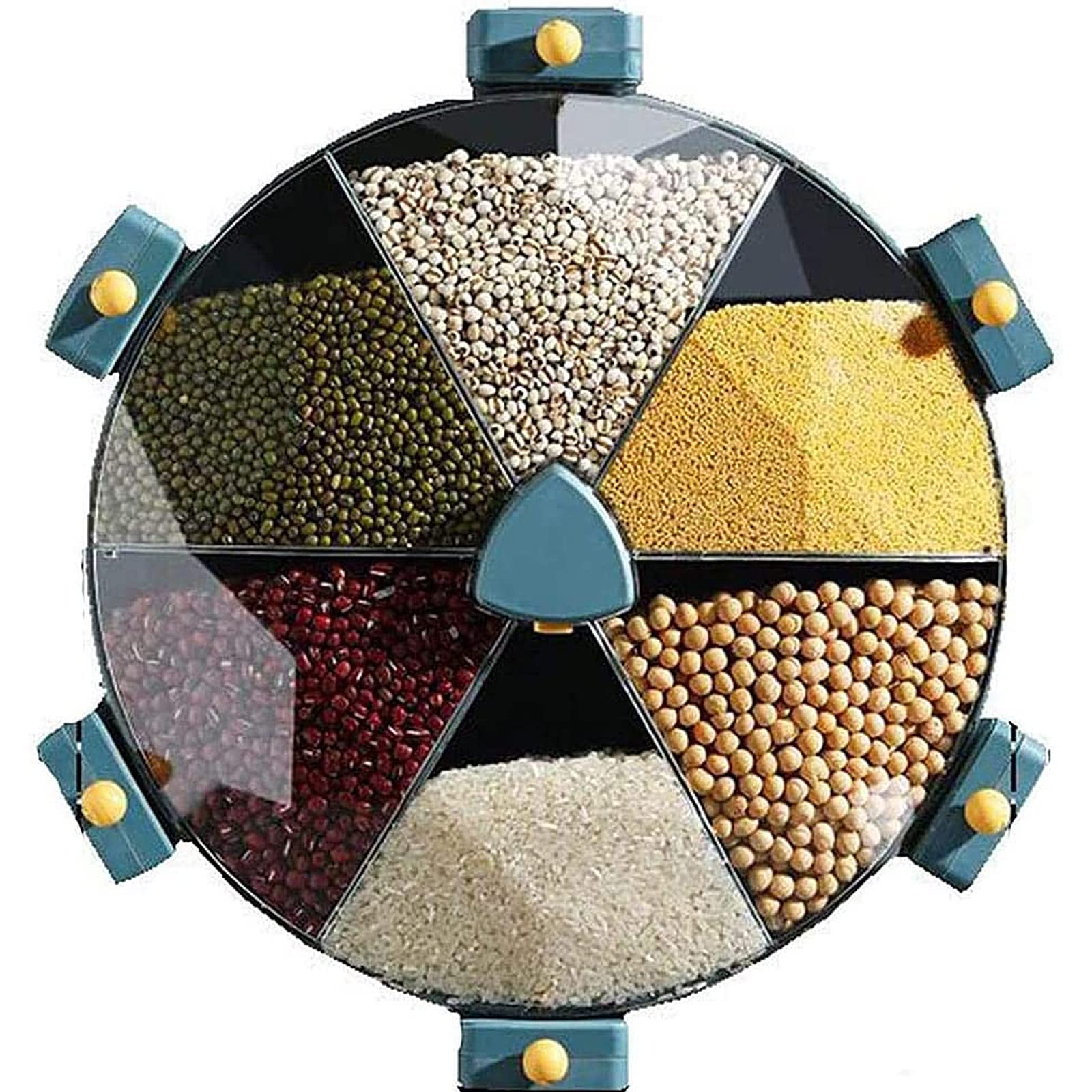 360° Rotating Rice Storage Container - Wall Mounted Windmill Type Cereal Dispenser for Dry Food, Grains, Soybeans & Corn | Airtight Kitchen Organizer (Blue) | Perfect for Pantry, Restaurant & Bulk Food Storage