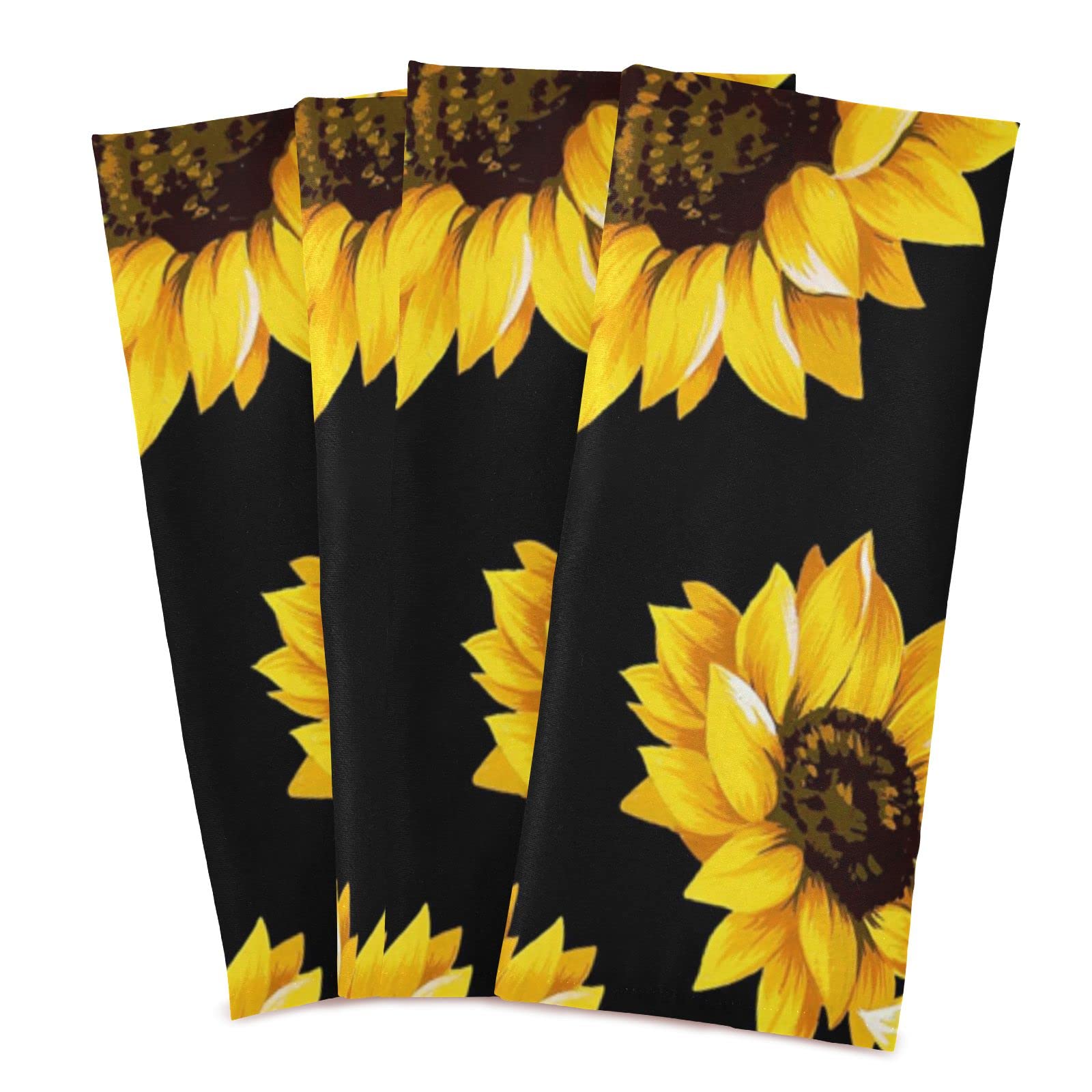 4PCS Sunflower Floral Microfiber Kitchen Dish Towels - Super Soft, Quick Drying, Absorbent (28x18in) - Perfect for Dishes, Hands, Countertops & Home Decor