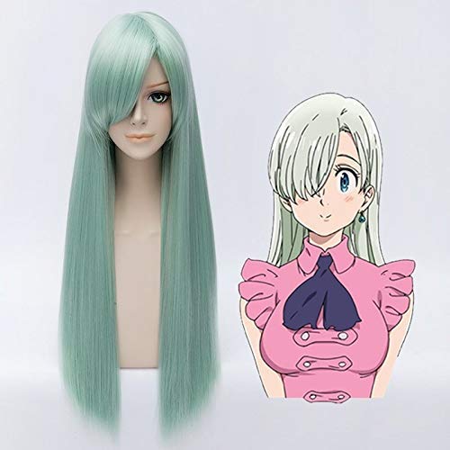 The Seven Deadly Sins Elizabeth Liones Cosplay Wig - Long Light Green Anime Halloween Wig for Carnival, Stage Performance & Cosplay Events
