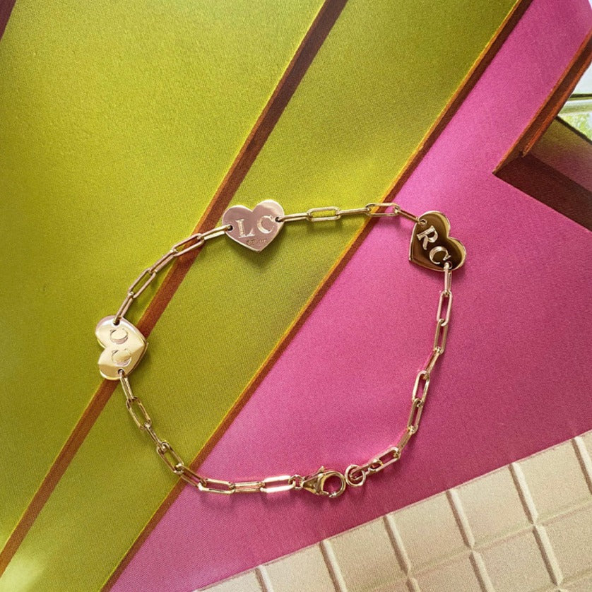 Aurelia Demark 18K Gold Delicate Three Hearts Bracelet for Women - Elegant Valentine's Day Gift, Anniversary Jewelry, Romantic Present for Her