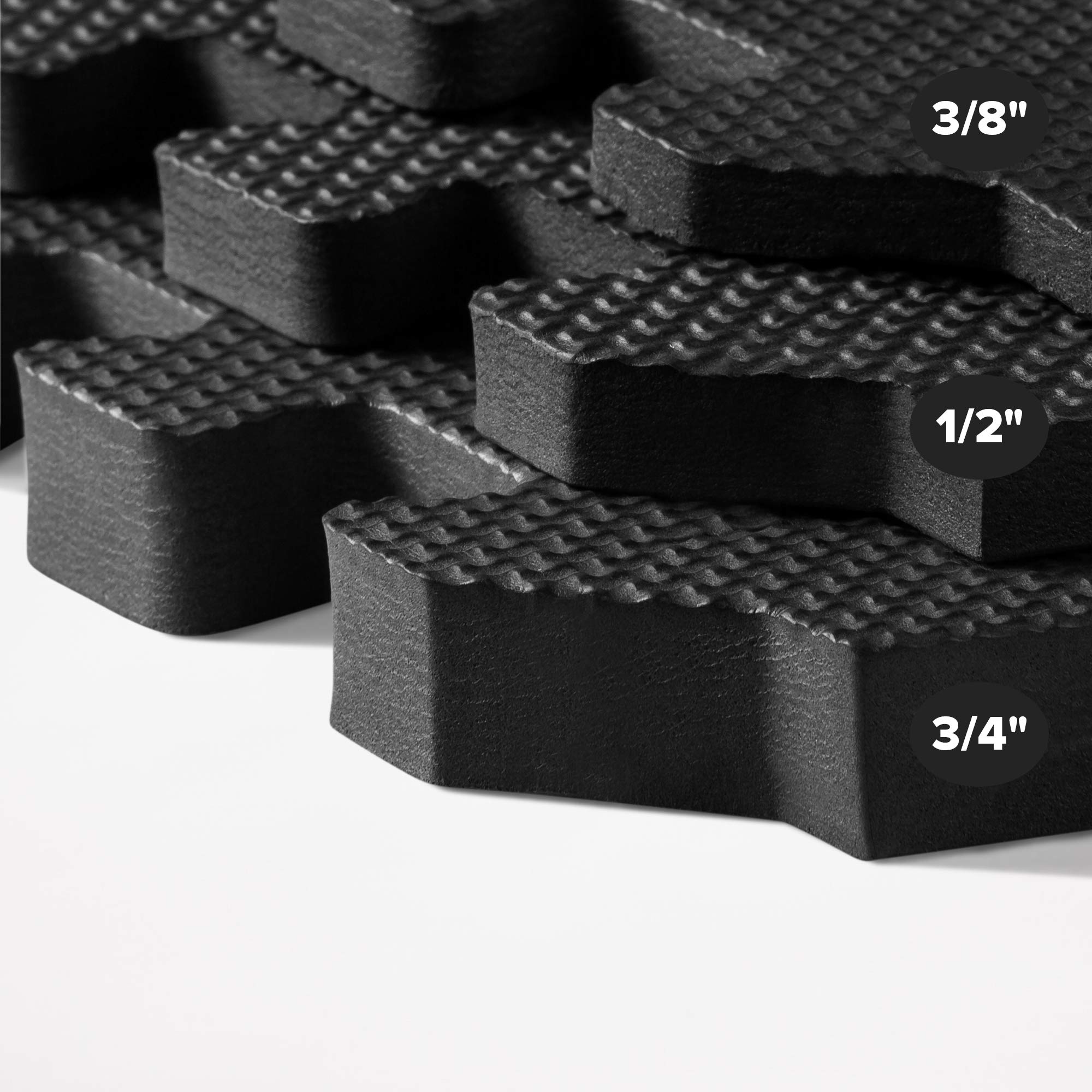 3/8 Inch Thick High-Density Exercise Floor Mat - Non-Slip Gym Mats for Home Workouts, Yoga & Fitness - Ideal for Home Gym, Garage Workouts & Martial Arts Training