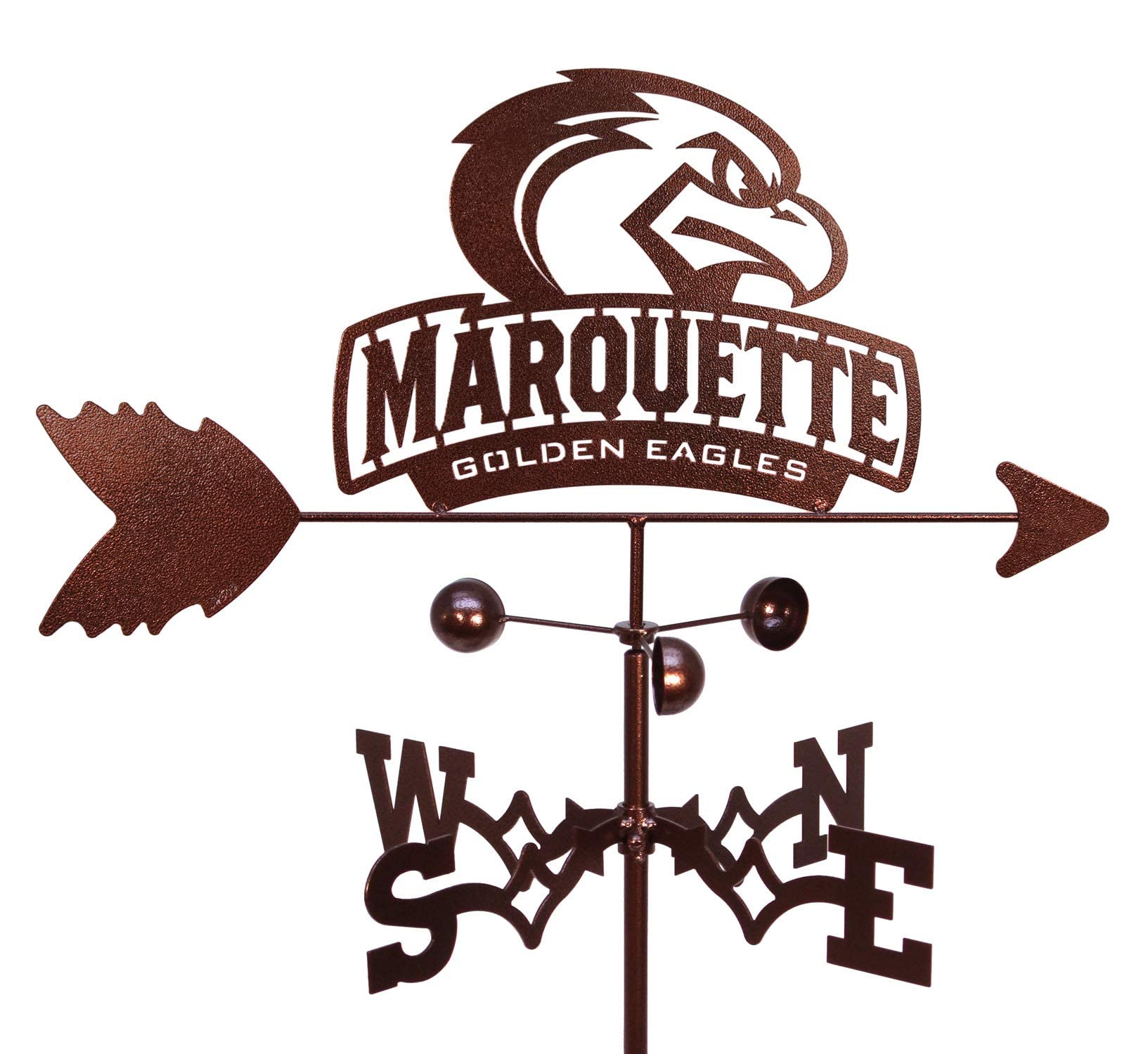 SWEN Products Marquette Eagles Weathervane with Adjustable Mount - Decorative Outdoor Roof Ornament for Garden, Farmhouse & Coastal Homes