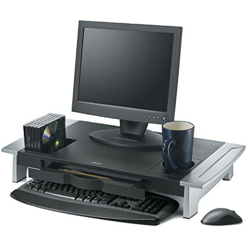 Fellowes Premium Monitor Riser Stand for Office & Home - Ergonomic Desk Organizer with Storage Space - Perfect for Dual Monitors, Laptops & Workspace Organization (Model FEL8031001)