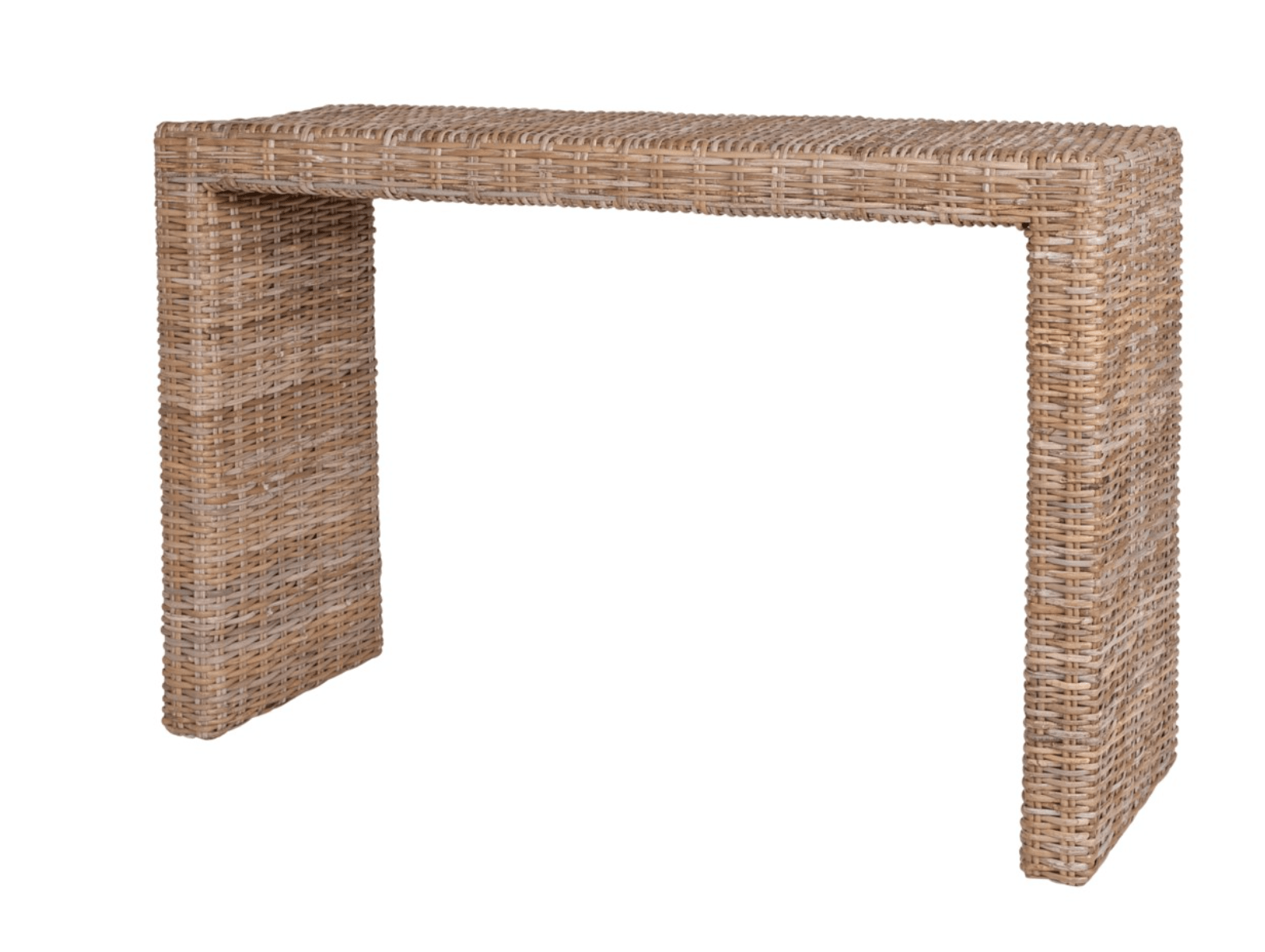 Sutton Kubu Rattan Console Table - Natural Woven Rattan Entryway Table for Hallway, Living Room & Bedroom - Floor Sample (One Left) - Perfect for Farmhouse, Coastal & Boho Decor