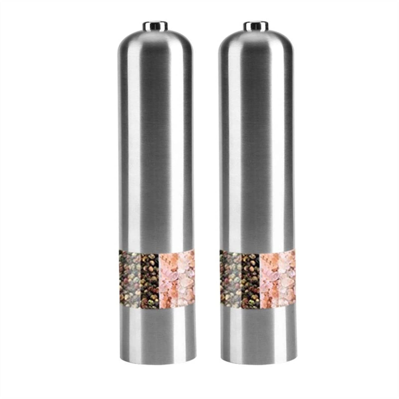 Premium Electric Pepper Grinder & Salt Mill Set - Stainless Steel Adjustable One-Hand Operation Spice Grinder - 2 Pack Kitchen Gadgets for Fresh Herbs & Seasonings - Perfect for Cooking, Dining & Gourmet Gifts (Color: E)