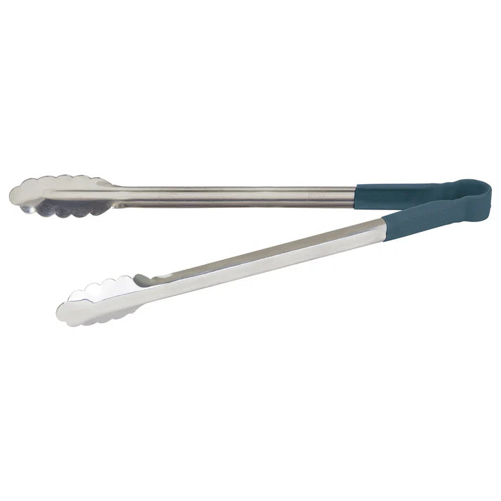 Winco 16-Inch Utility Tongs with Blue Handle - UTPH 16B - Perfect for Grilling, BBQ, Cooking, and Serving Food