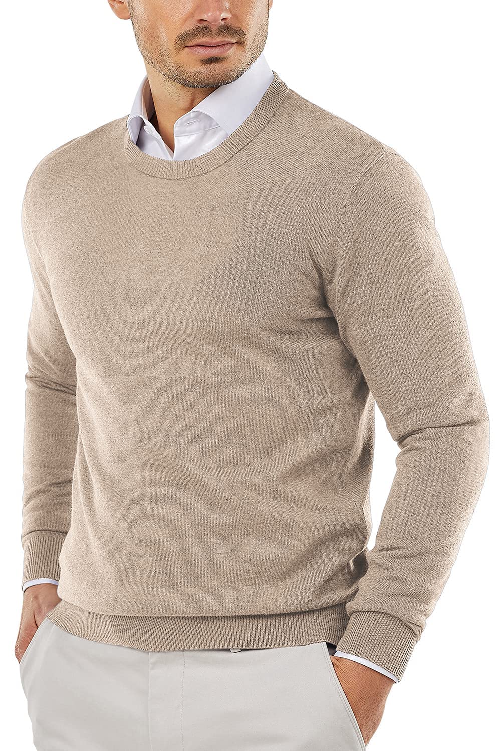 COOFANDY Men's Slim Fit Lightweight Knit Crew Neck Sweater - Casual & Dressy Pullover for Office, Date Night & Fall Layering
