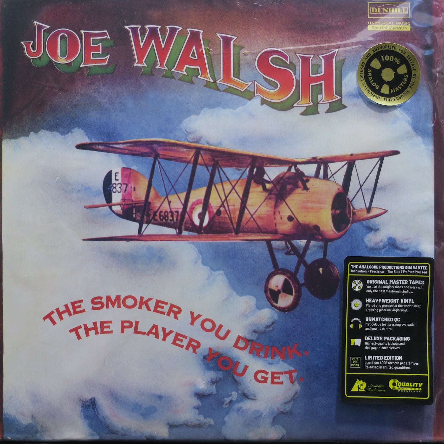 JOE WALSH 'The Smoker You Drink, The Player You Get' 45rpm 180g Vinyl 2LP Record - High-Quality Audiophile Edition for Music Collectors & Vinyl Enthusiasts - Perfect for Home Listening & Gifts