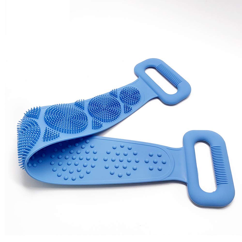 DF CREATORS Silicone Body Back Scrubber - Double Sided Exfoliating Bath Brush for Deep Skin Cleansing & Dead Skin Removal - Perfect for Shower, Spa & Sensitive Skin Care