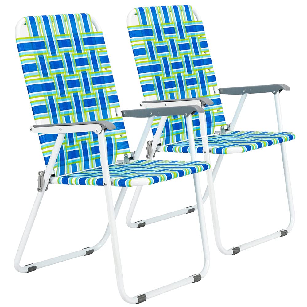 2 Pack Portable Folding Lawn Chairs for Beach Camping - Lightweight Outdoor Patio Chairs with Webbing Design, Perfect for BBQ, Travel, Picnic & Festival Use