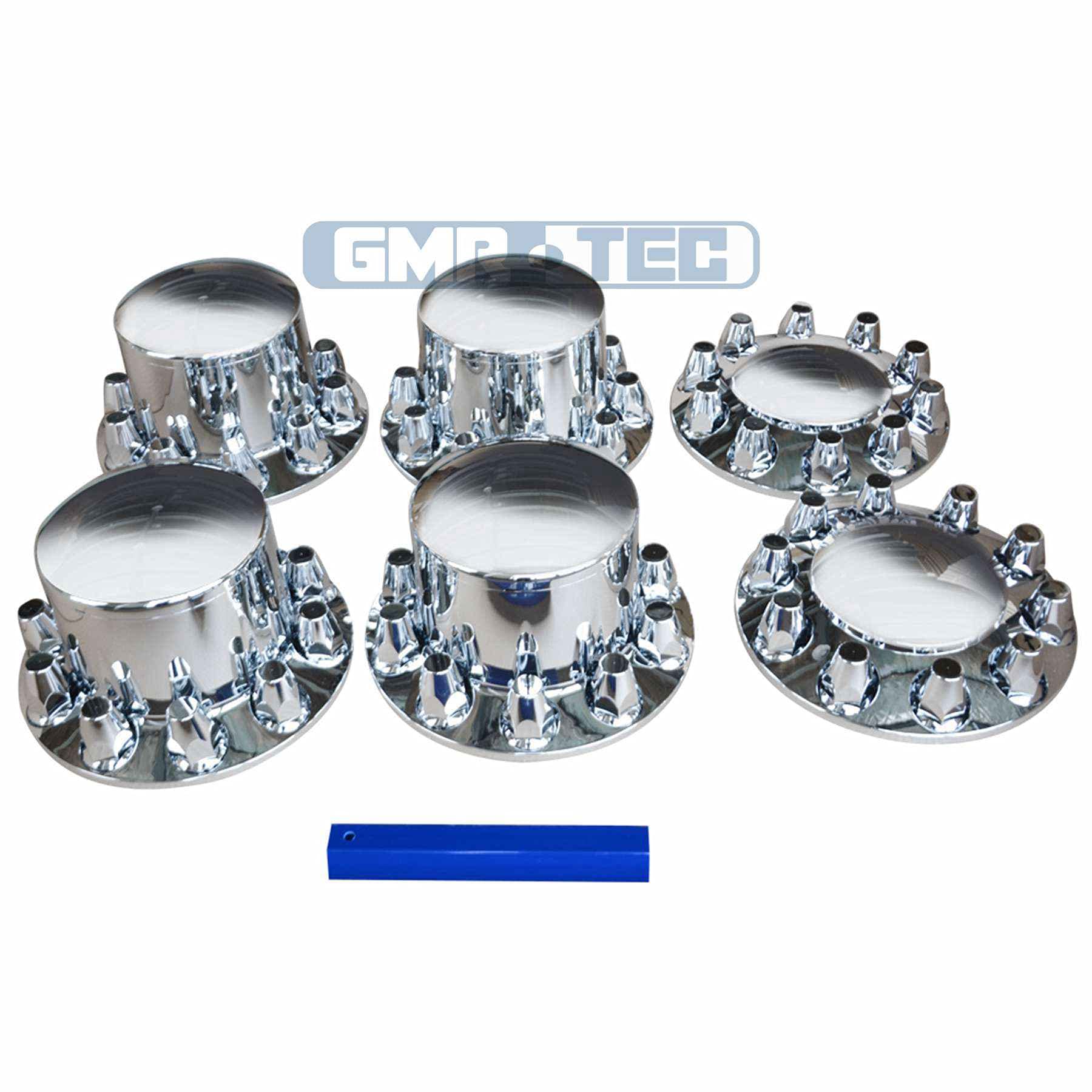 33mm Chrome Lug Nut Covers for Semi Truck Axles - Complete Wheel Cover Set with Installation Tool (Front & Rear) - Perfect for Truck Accessories & Fleet Maintenance