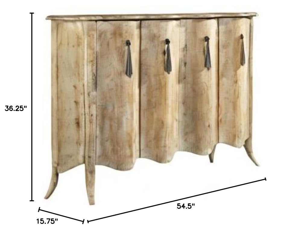 Hooker Furniture Melange Draped Sideboard - Light Wood Buffet Cabinet for Dining Room, Living Room & Entryway Storage