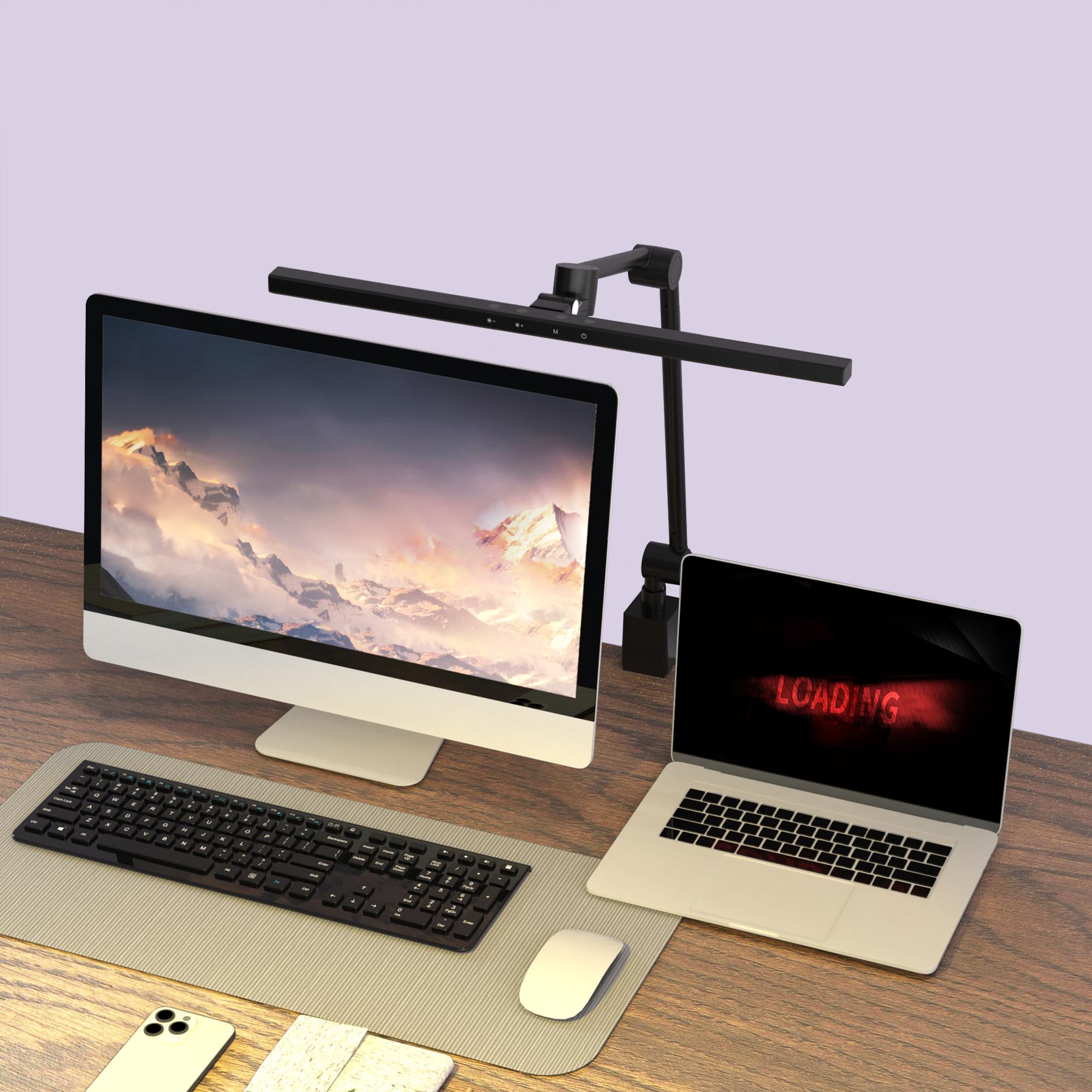 LED Desk Lamp with Clamp - Adjustable Monitor Light Bar for Eye Protection, 5 Modes & 20 Brightness Levels, Ultra HD Bright Table Light for Reading, Studying, Office Work - Reduces Screen Glare & Eye Fatigue