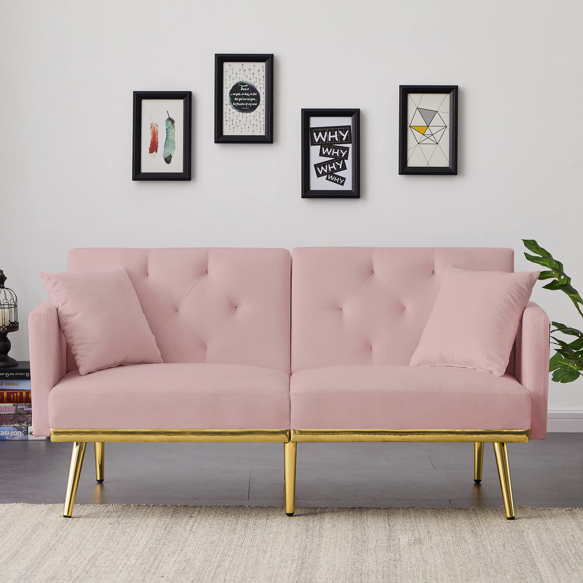Eafurn Convertible Futon Couch Bed Loveseat Sofa - 3-in-1 Multi-Functional Furniture for Small Spaces, Guest Room & Apartment Living | Perfect for Lounging, Sleeping & Space Saving