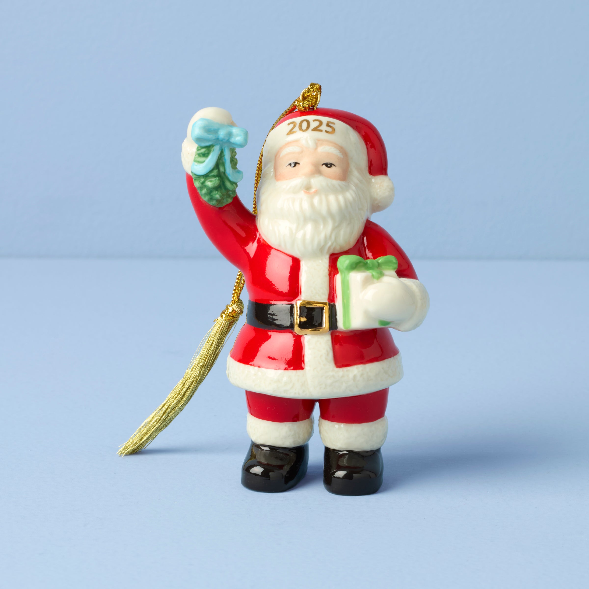 2025 Santa with Mistletoe Christmas Ornament - Festive Holiday Tree Decoration for Xmas Party & Home Decor