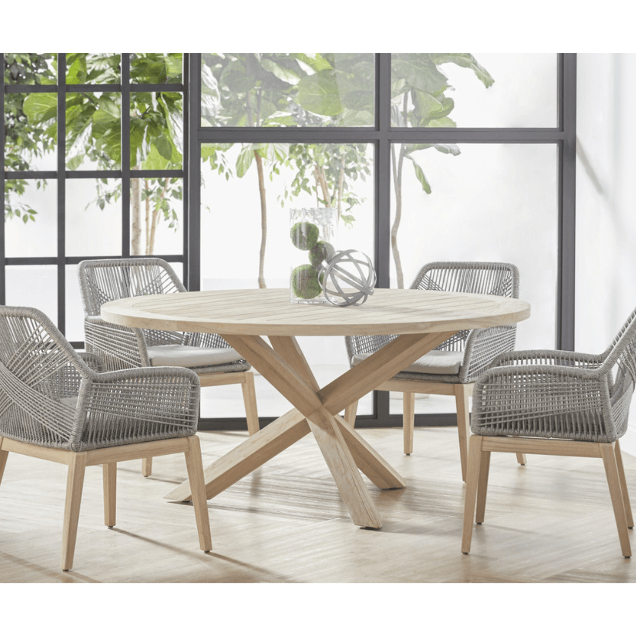 Boca Outdoor Round Dining Table - 48 Inch Weatherproof Patio Table for Garden, Backyard, and Poolside Dining - Perfect for Outdoor Entertaining and Family Gatherings