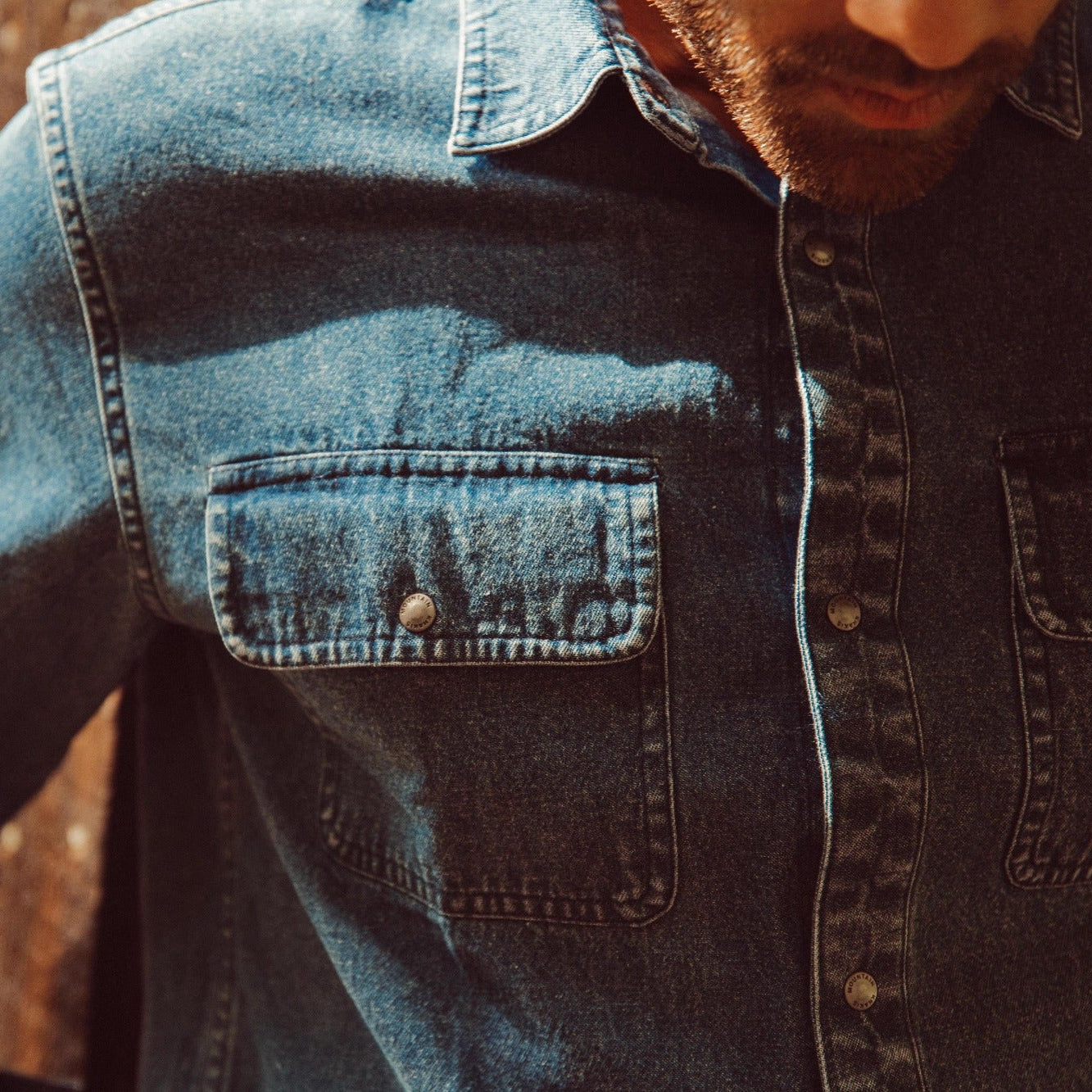 Austin Denim Shirt for Men - Classic Blue Denim Button Down Shirt with Long Sleeves | Perfect for Casual Wear, Outdoor Adventures & Layering