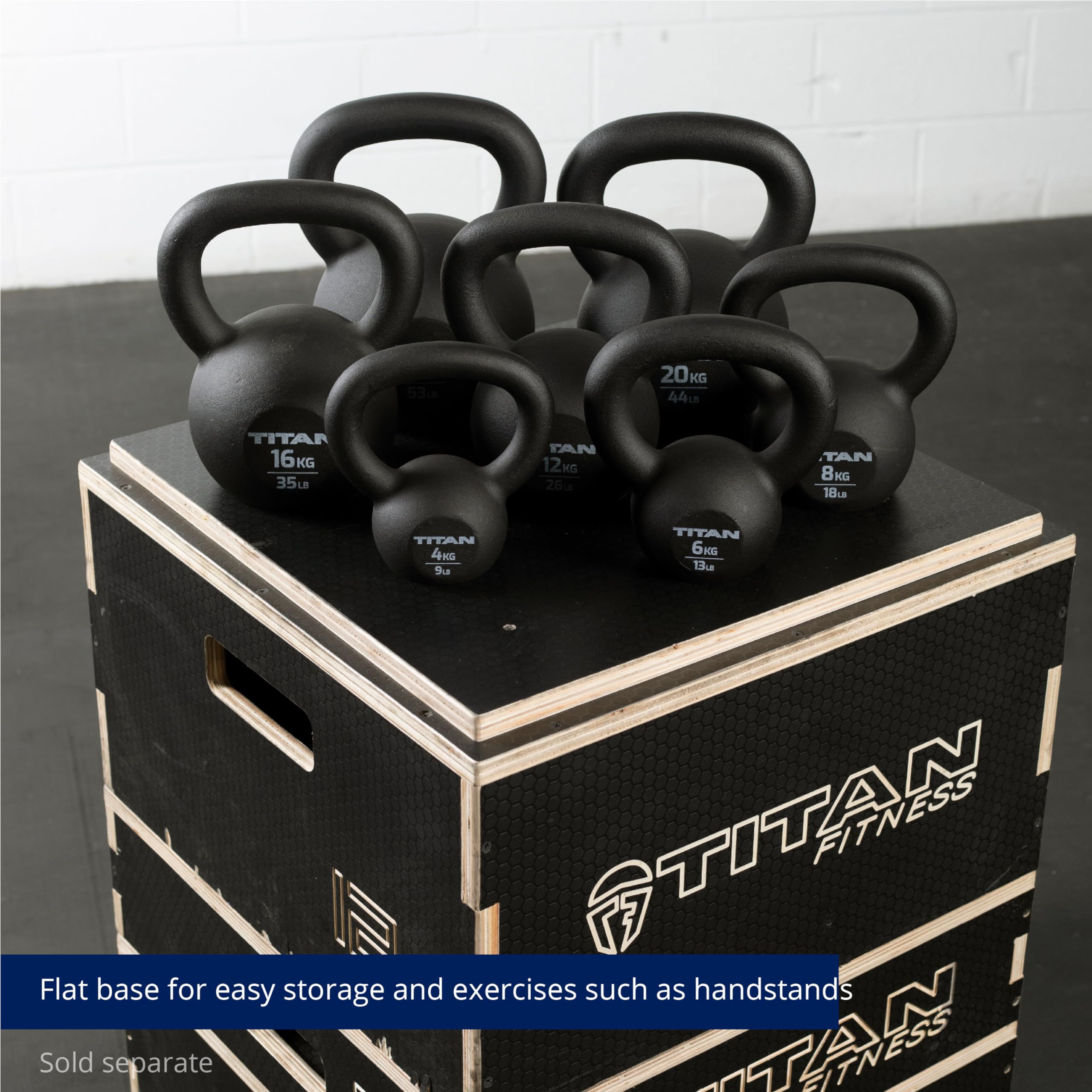 Titan Fitness Cast Iron Kettlebell - Single Piece Casting with KG & LB Markings for Full Body Workout - Perfect for Home Gym, CrossFit, Strength Training & Functional Fitness