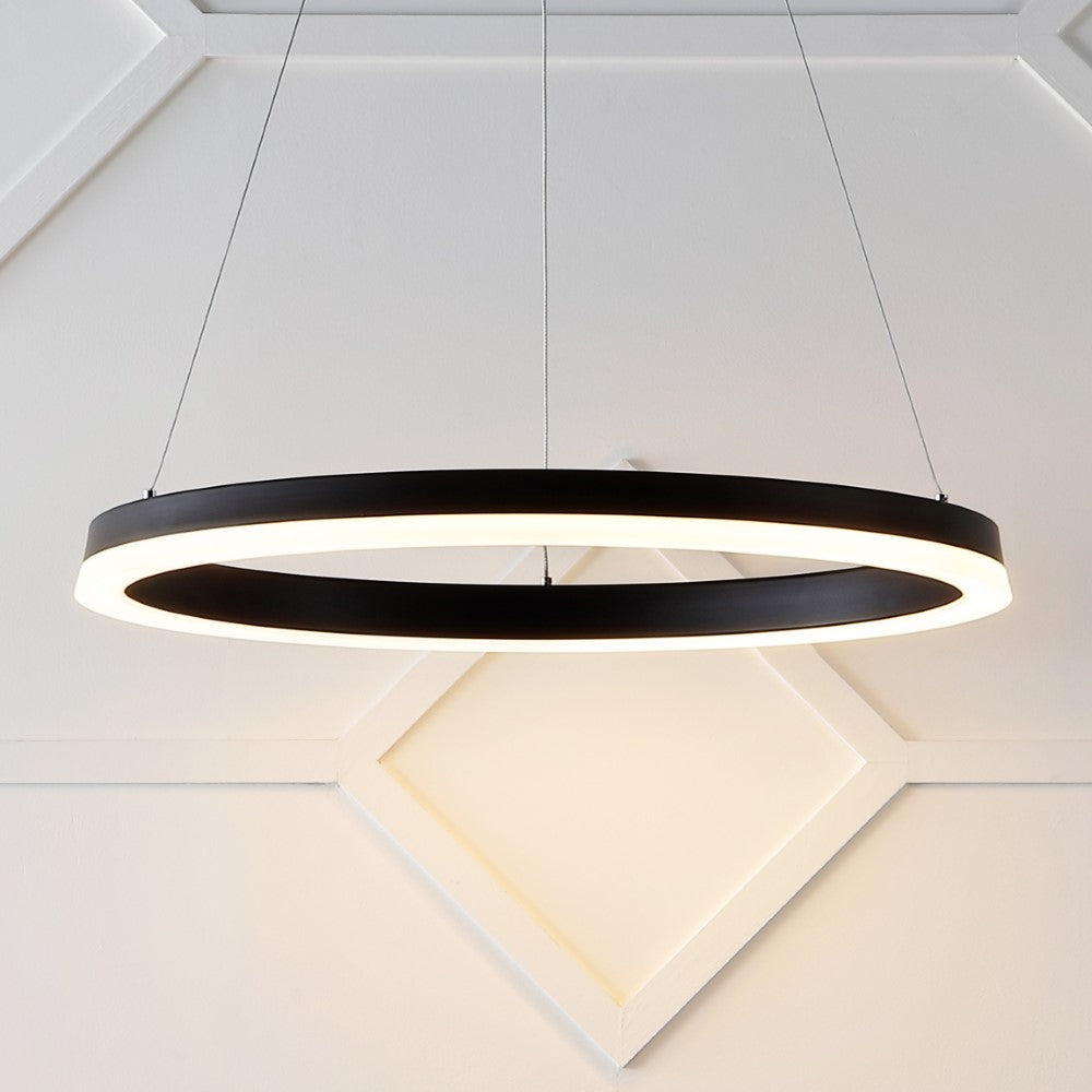 Baxter Modern Contemporary Aluminum Integrated LED Hoop Pendant Light Fixture - Sleek Minimalist Ceiling Lighting for Dining Room, Kitchen, Living Room & Bedroom