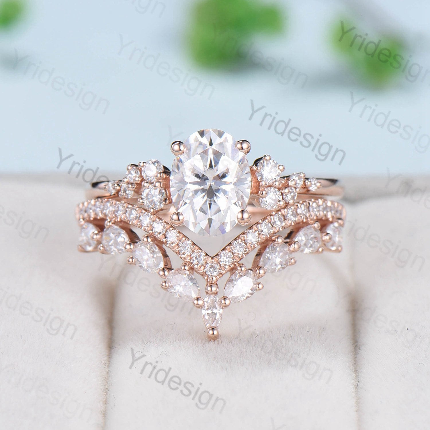 1.5ct Oval Moissanite Engagement Ring Set - VVS Clarity, 14K Rose Gold Vintage Bridal Ring for Women | Perfect for Proposals, Weddings & Anniversaries
