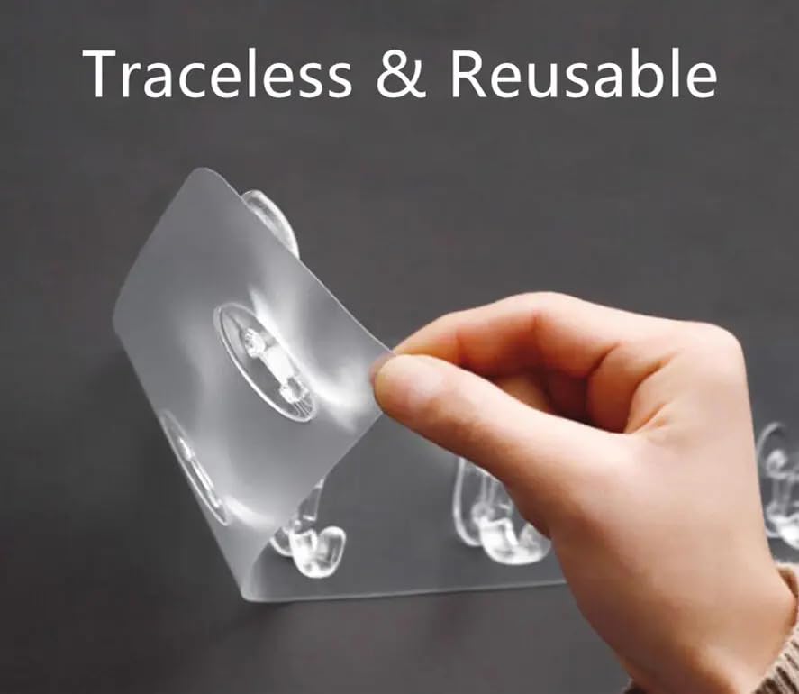 5Pcs Heavy Duty Self Adhesive Wall Hooks - No Drill Needed for Hanging Clothes, Towels, Bathroom Accessories & Napkin Holders | Waterproof, Clear & Reusable | Perfect for Home, Office & Dorm Organization