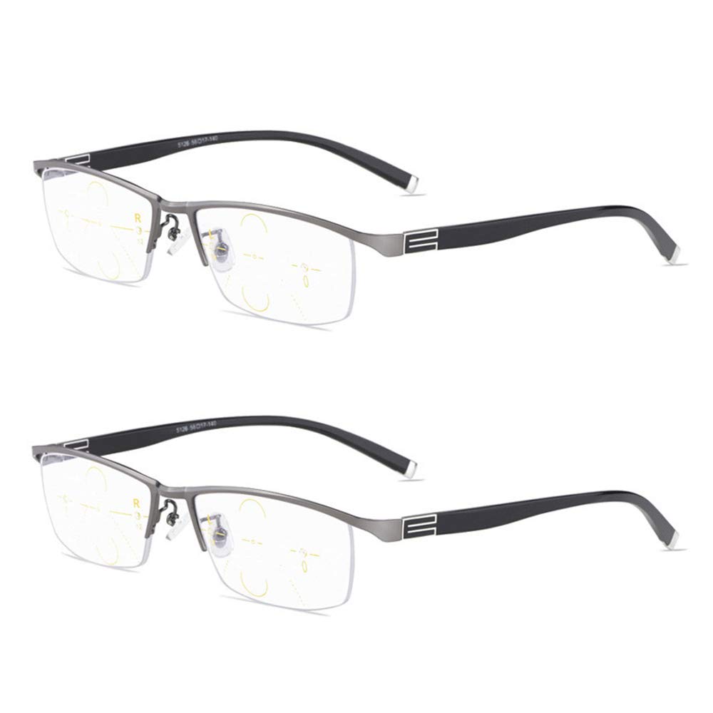 Anti Blue Light Progressive Multifocal Reading Glasses +1.0 to +3.5 for Computer, Reading & Office Work - Reduce Eye Strain & UV Protection