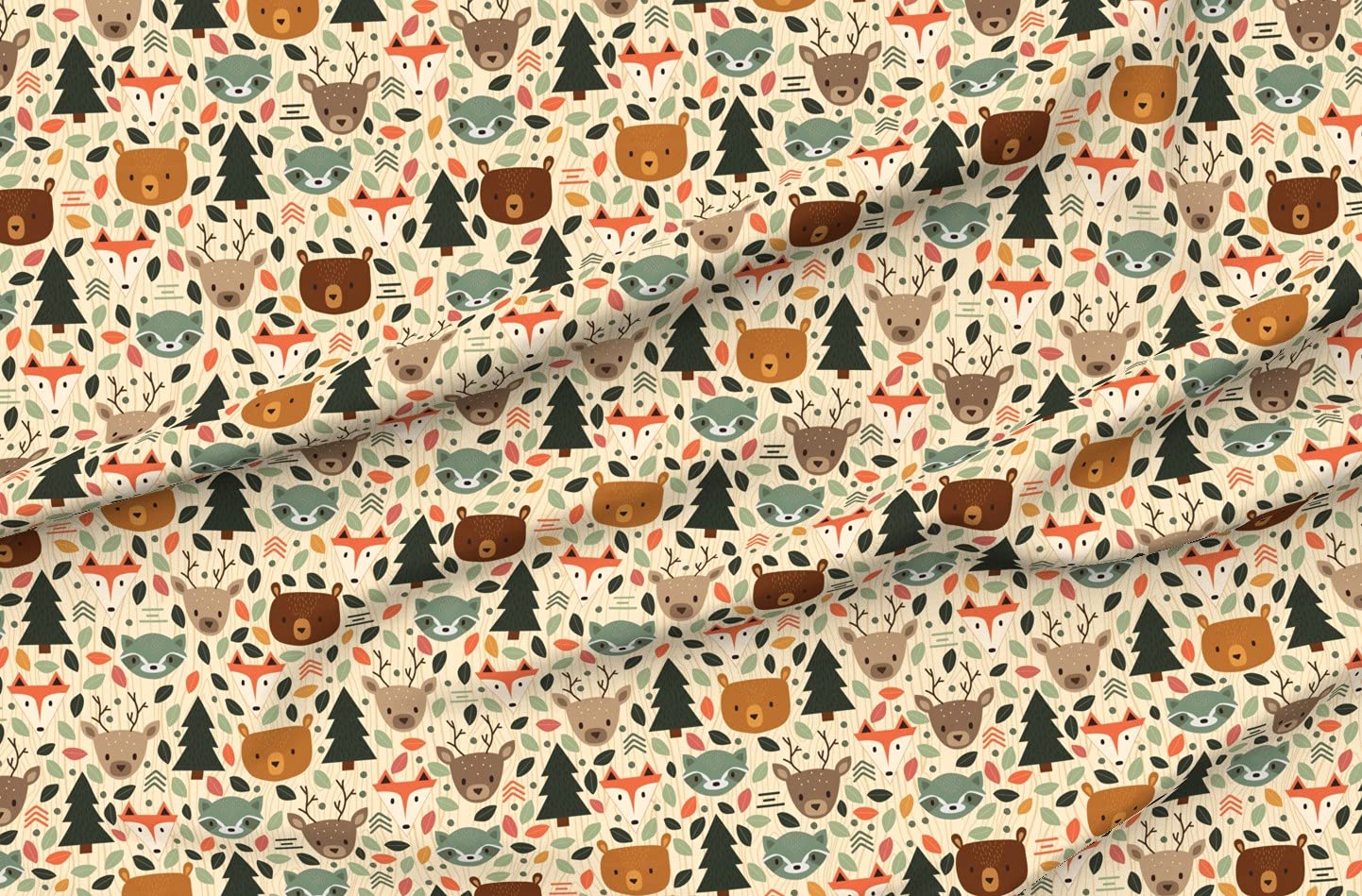 Woodland Creatures Printed Velvet Fabric by The Yard - Cute Animal Nursery Decor, Rustic Forest Upholstery & Apparel Fabric for Home Decor, Drapes, Pillows & DIY Crafts