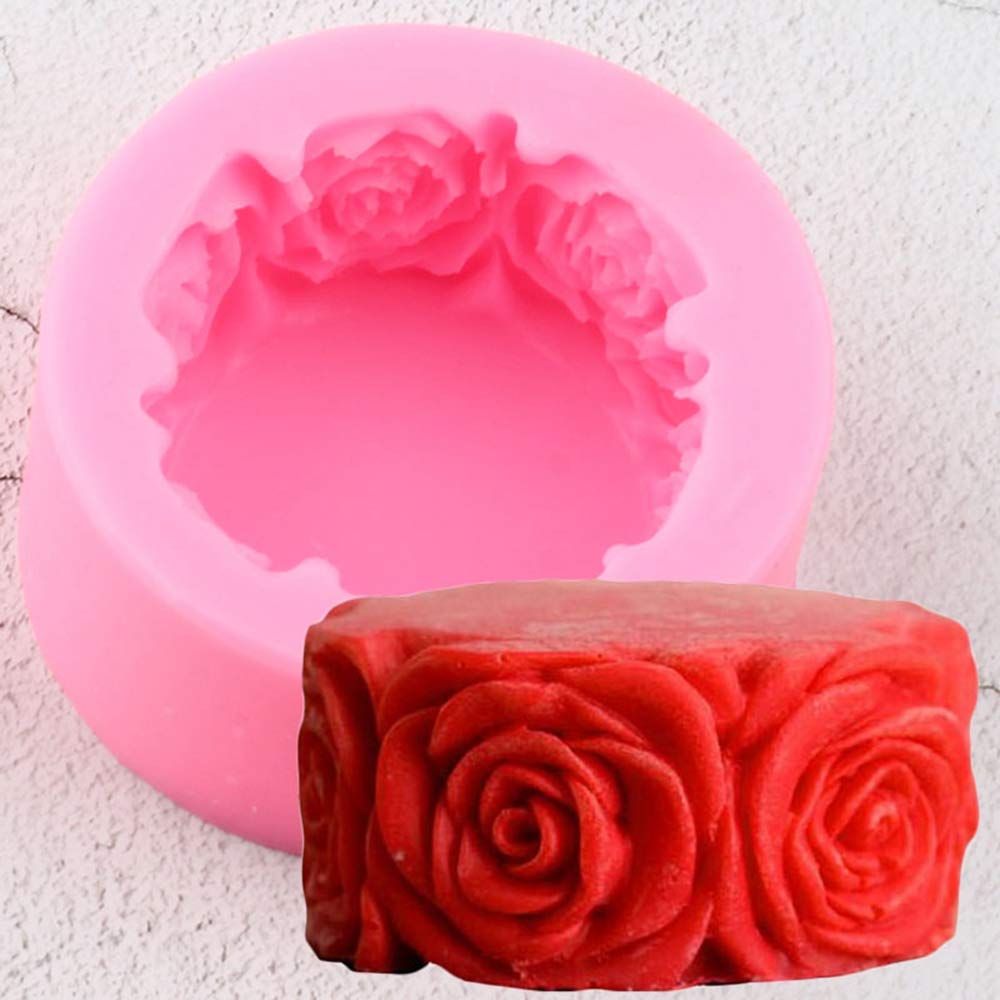 3D Round Rose Flower Silicone Candle Molds - Handmade Soap & Fondant Cake Molds for DIY Crafts - Perfect for Wedding Decor, Home Fragrance, and Gift Making