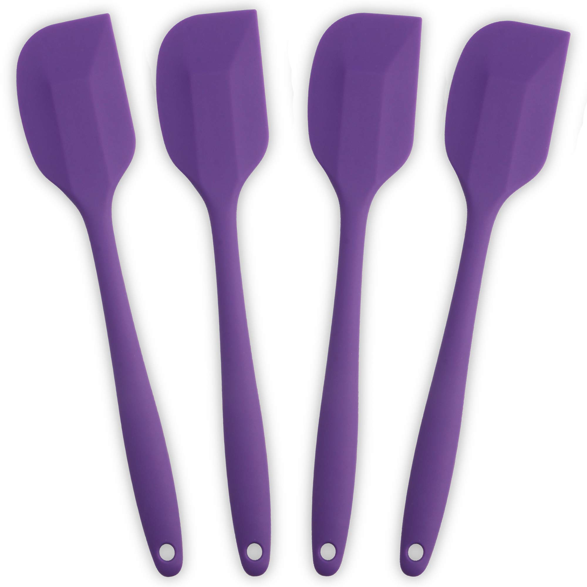 4-Piece Heat-Resistant Silicone Spatula Set with Stainless Steel Core - Non-Stick Rubber Kitchen Utensils for Baking, Cooking & Mixing (Purple) - Perfect for Cake Decorating, Cookie Dough & Sauce Making