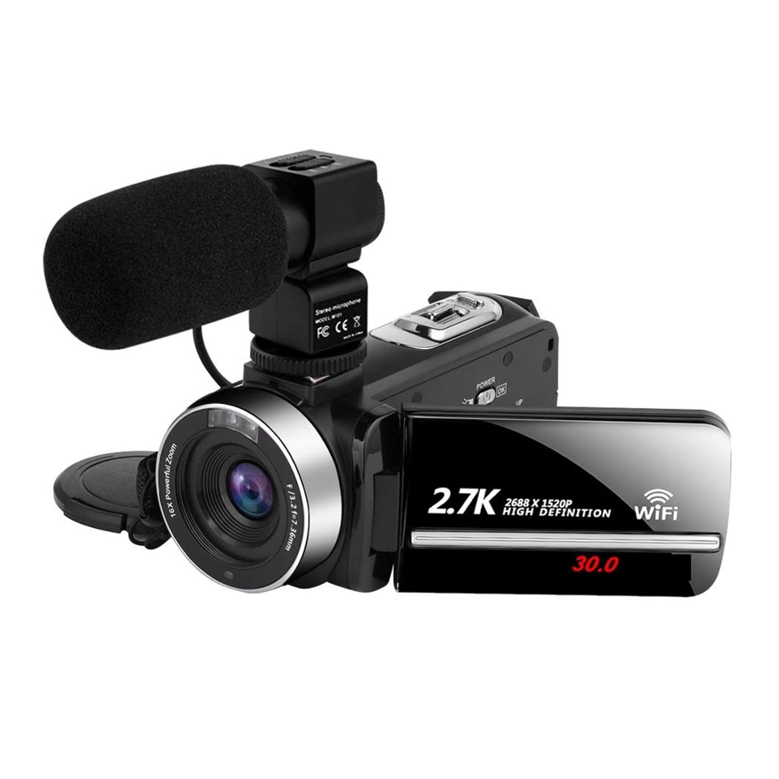 AUBEST 2.7K Digital Video Camera Camcorder with 32GB SD Card & Lens - Portable HD Webcam for Vlogging, YouTube Streaming, Home Movies, Outdoor Travel & Sports Photography