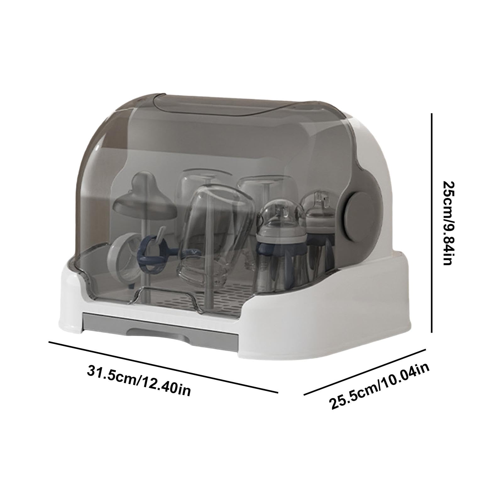 **Large Capacity Baby Bottle Drying Rack with Removable Water Tray & Dustproof Storage – Countertop Organizer for Baby Bottles, Pacifiers, and Breast Pump Parts – Perfect for Nursery, Kitchen, and Travel**