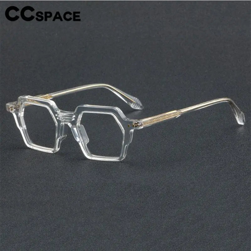 CCspace Unisex Full Rim Polygon Acetate Eyeglasses 56914 - Stylish & Durable Frame for Men & Women - Perfect for Work, Reading & Fashion Accessories