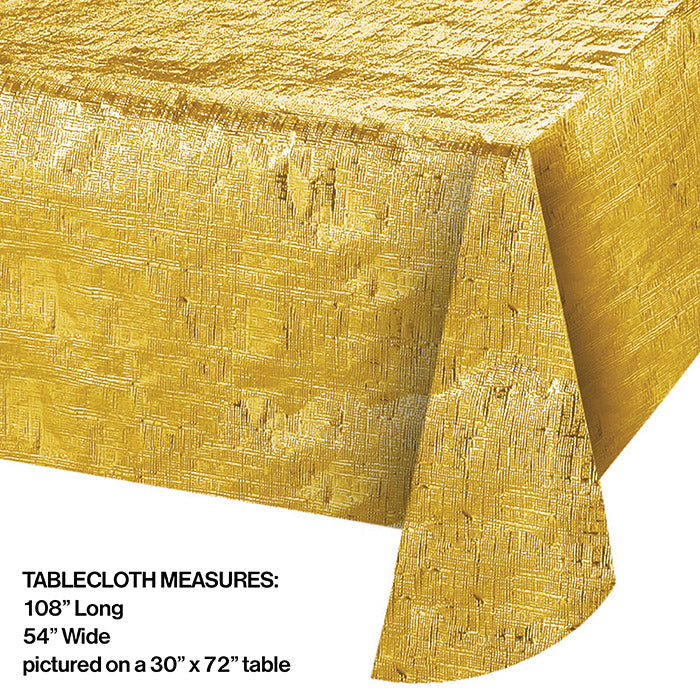 12-Piece Bulk Gold Metallic Table Covers - Elegant Party Decor for Weddings, Birthdays & Events - Disposable Tablecloths for Easy Cleanup