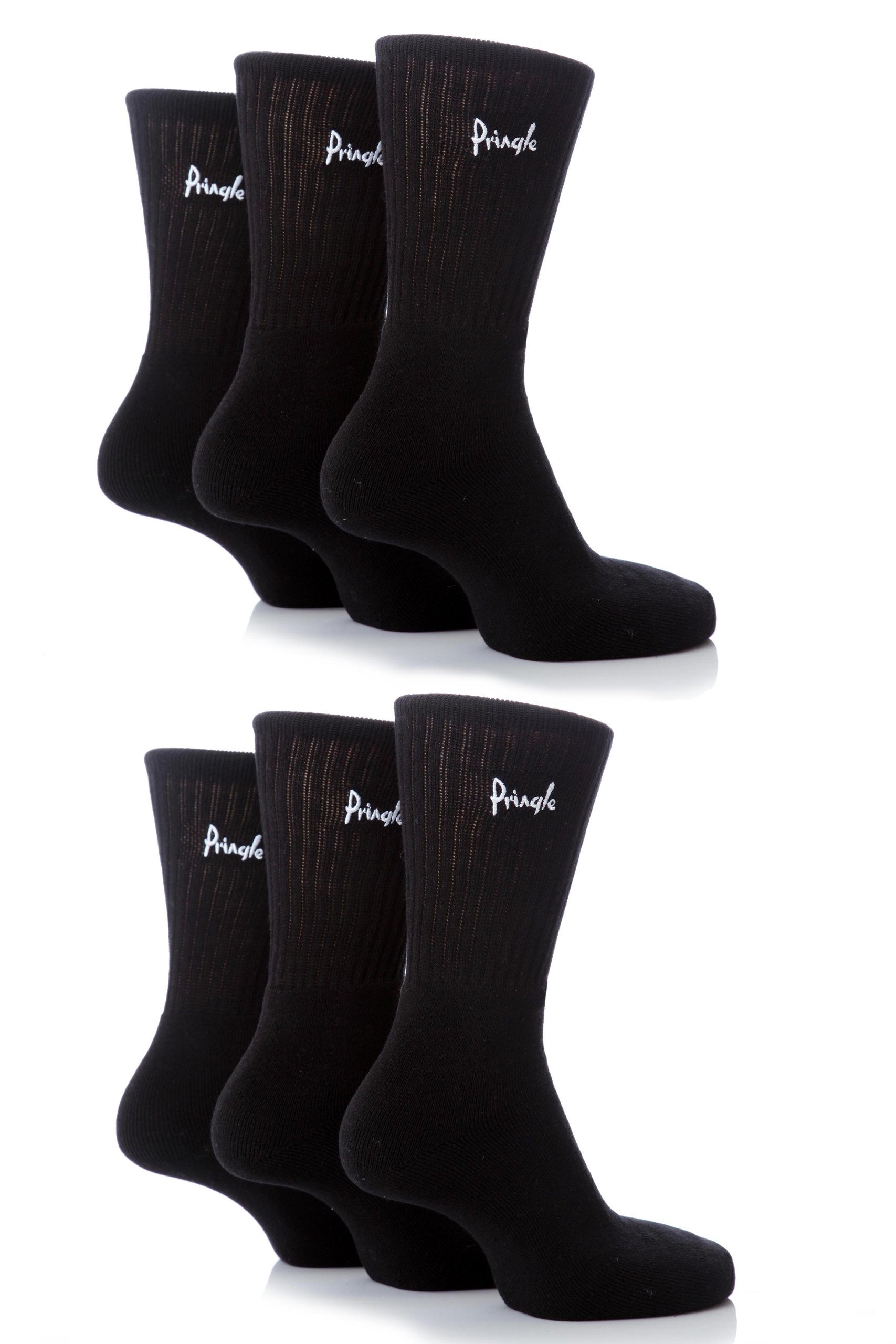 Men's 6-Pair Pringle Full Cushion Athletic Socks - Breathable Workout Socks for Running, Gym & Sports Activities