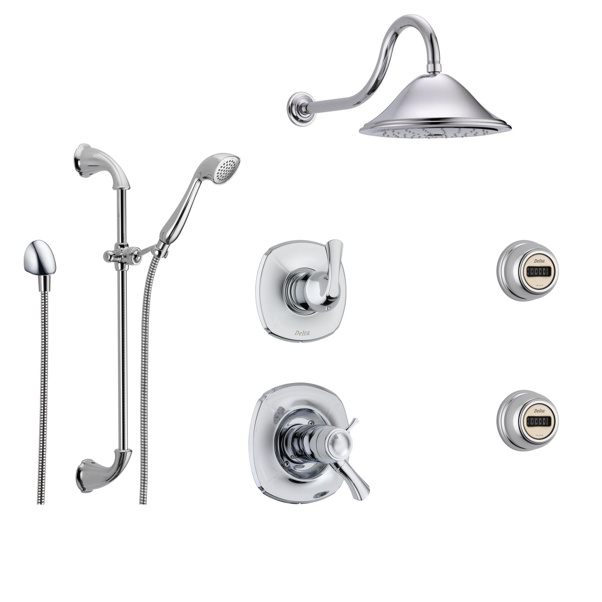 Delta Addison Chrome Thermostatic Shower System - 6-Setting Diverter, Large Rain Showerhead, Handheld Shower & 2 Body Sprays (Model SS17T9293) | Perfect for Luxury Bathroom Renovations & Spa-Like Shower Experience