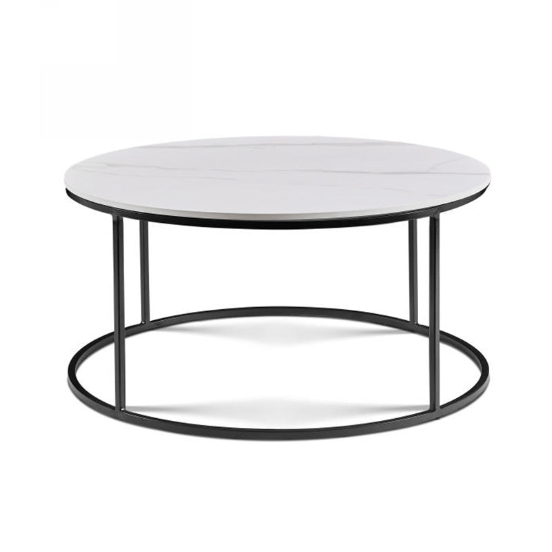 BRANDI Nest of 2 Tables - 75cm & 90cm White Ceramic Marble Coffee Side Tables - Perfect for Living Room, Bedroom or Office Decor