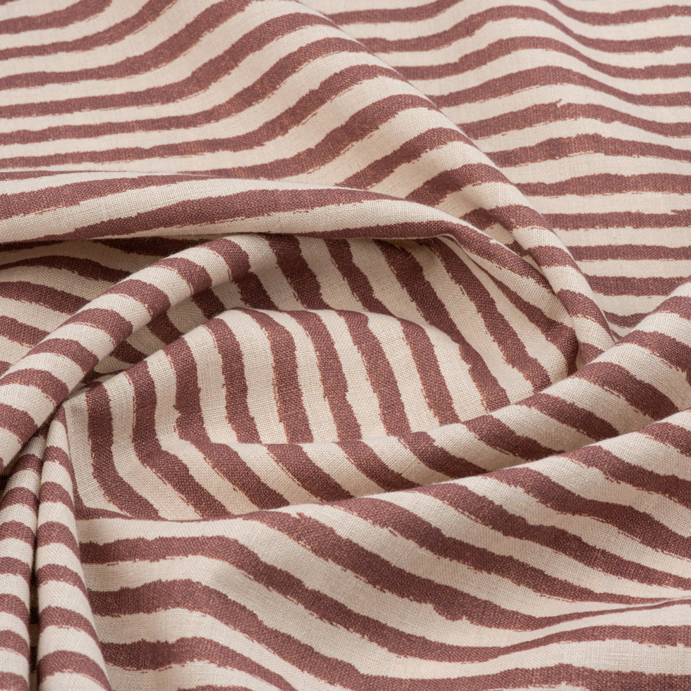 Waverley Stripe Linen Merlot Wine - Premium Linen Tablecloth for Elegant Dining, Dinner Parties & Home Decor