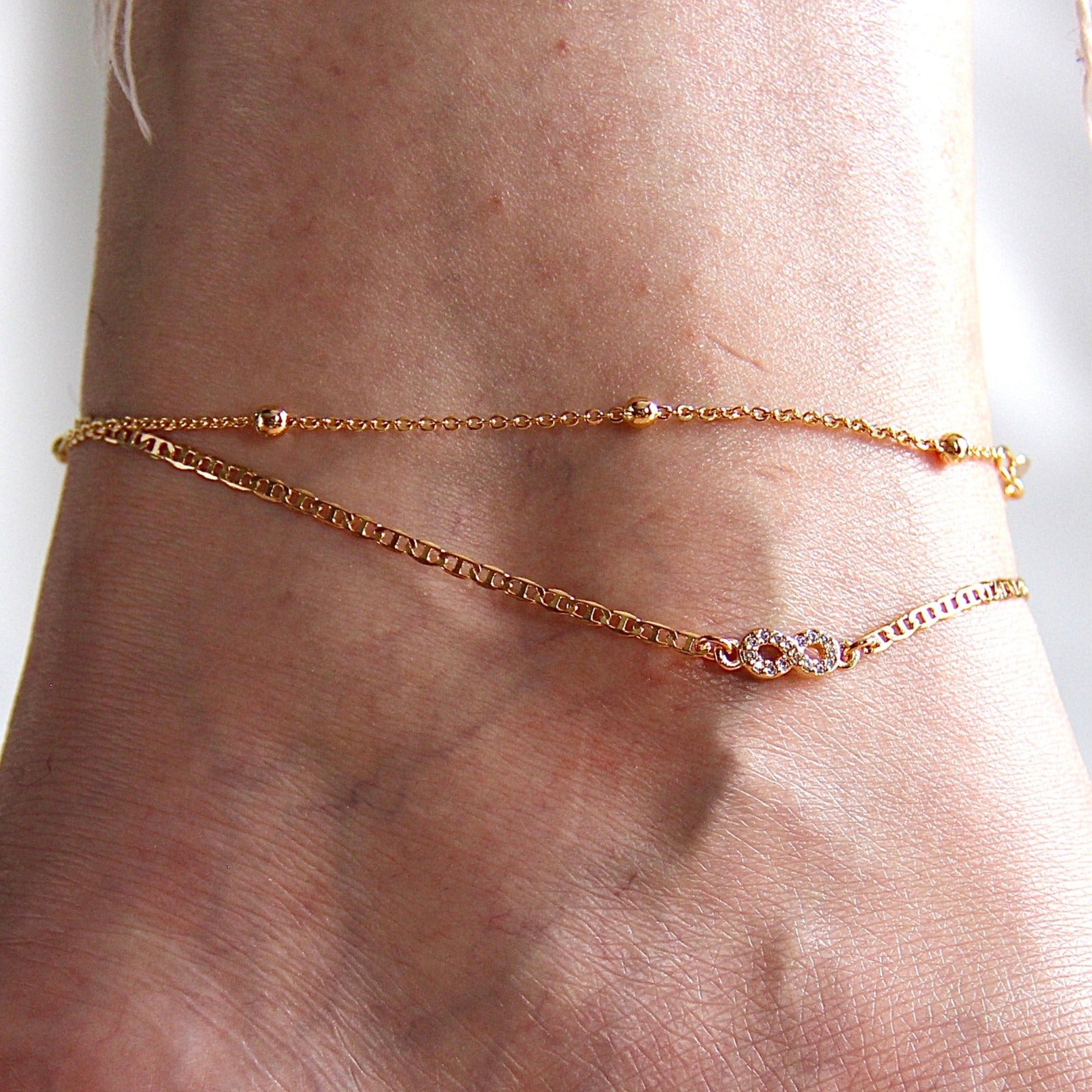 Rolo Link Anklet - 10K Gold Plated Adjustable Ankle Bracelet for Women - Perfect for Beach, Summer Outfits & Boho Style Accessories