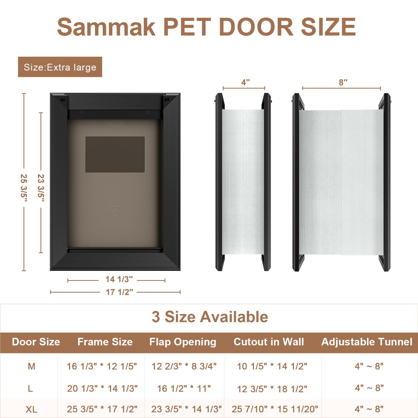 Extra Large Heavy Duty Dog Door for Wall - Aluminum Frame & Telescoping Tunnel with Magnetic Flaps & Lock Panels (Up to 220lbs, Black) - Perfect for Large Breed Dogs, Pet Safety & Convenient Indoor/Outdoor Access