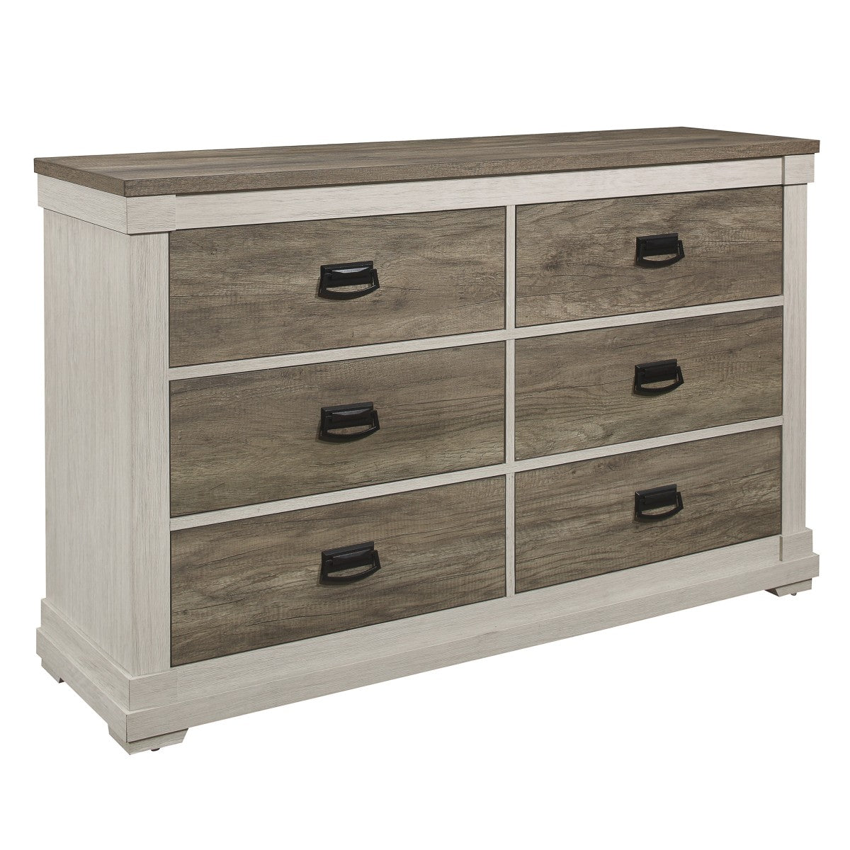 Modern White & Weathered Grey Arcadia Dresser - 6-Drawer Wooden Bedroom Storage for Clothes & Accessories | Perfect for Master Bedroom, Guest Room & Nursery Organization